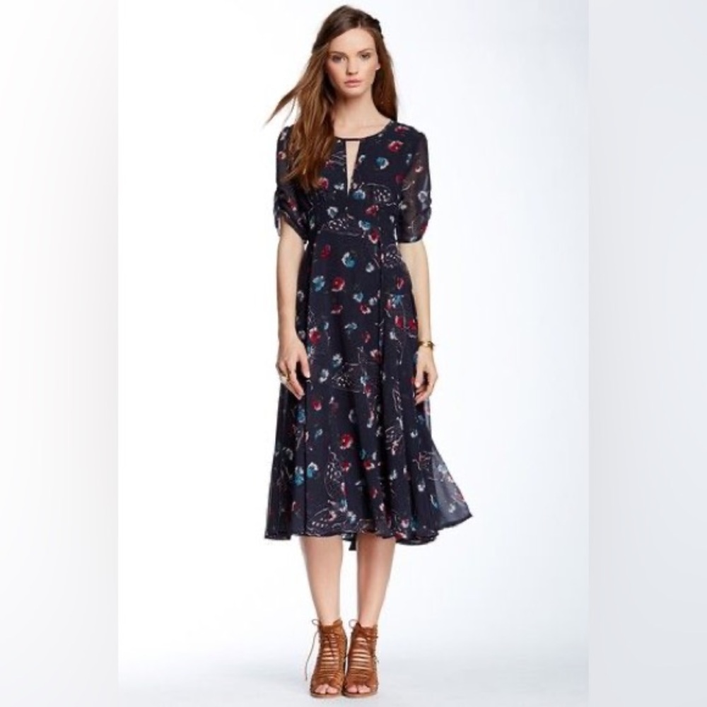 Free people navy blue butterfly floral dress